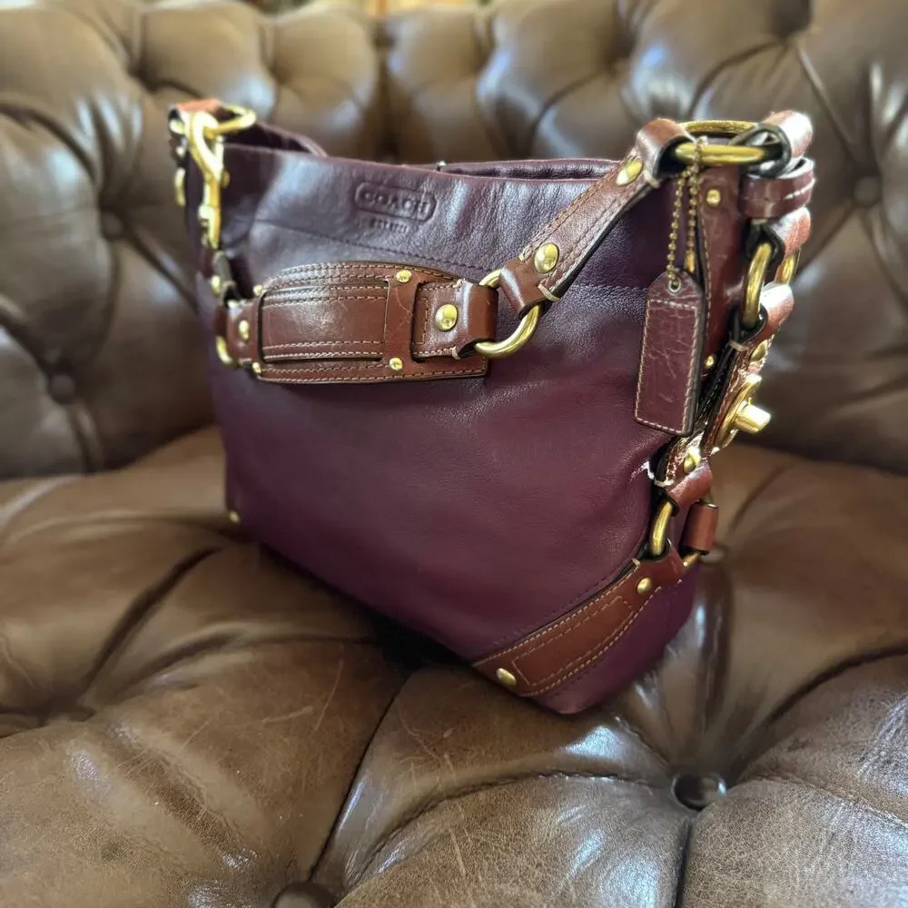 Coach Medium Carly Leather Hobo Bag Plum Purple Leather F0882-10615 2008